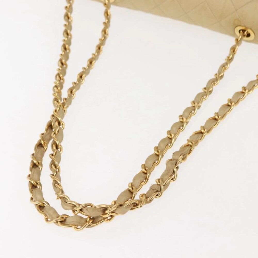 CHANEL Matelasse 34 Chain Shoulder Bag Satin Beige Gold CC Auth 150935 - Picture 8 of 15